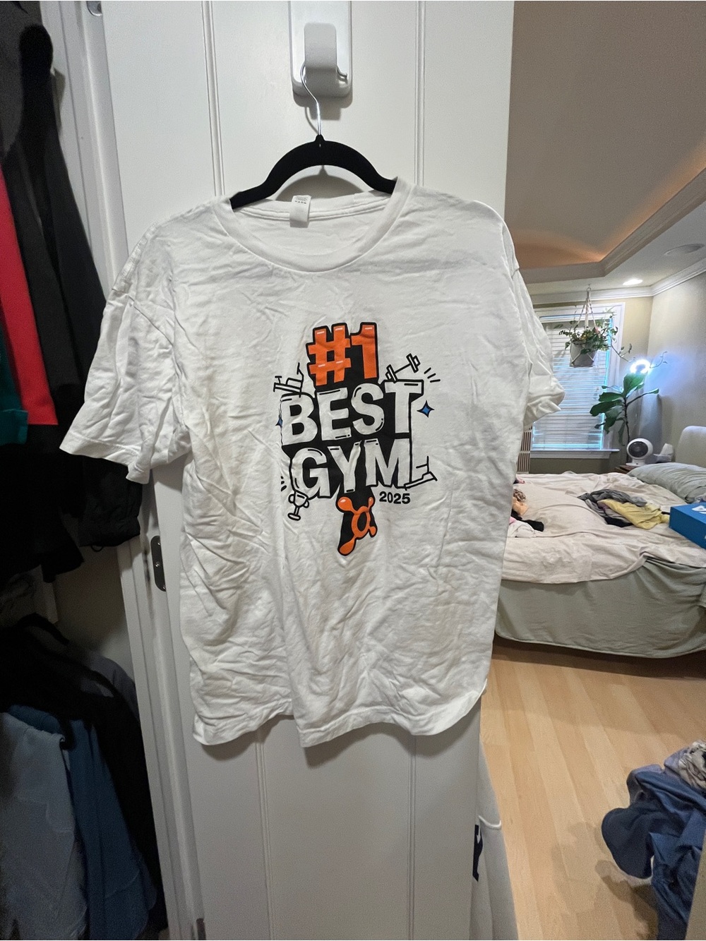 Orangetheory White Short Sleeve Tee with Orange & Black Fitness Graphic